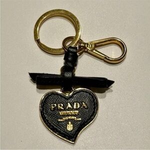 Prada Black and Gold Heart Keychain